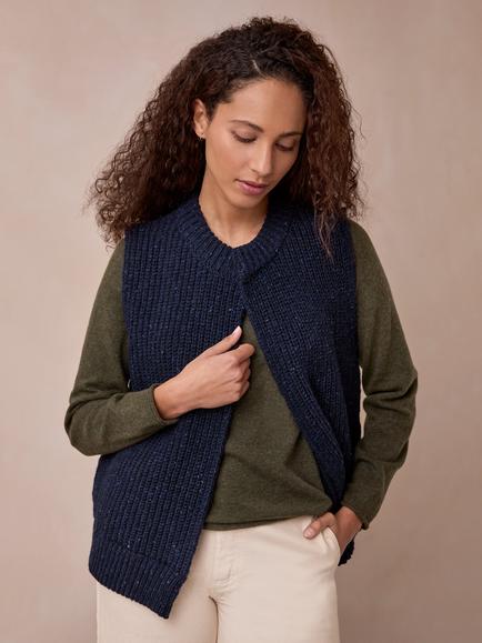 Celtic & Co. Donegal Wool Gilet, Navy - view 2, Navy