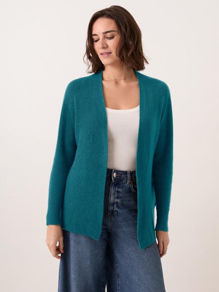 Celtic & Co. Studio Longline Ribbed Edge to Edge Cardigan, Teal, Teal