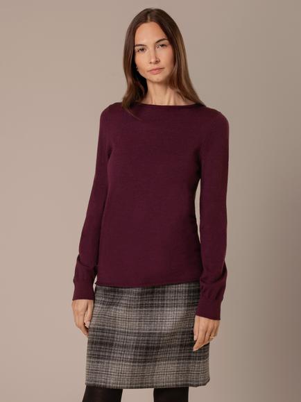Celtic & Co. Boat Neck Pure Merino Wool Jumper, Loganberry