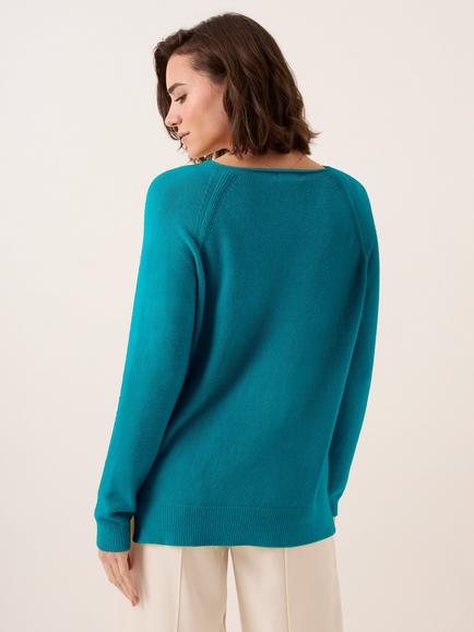 Celtic & Co. Studio Roll Edge Crew Neck Jumper - view 2, Teal