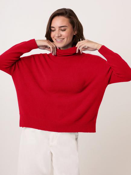 Celtic & Co. Studio Slouchy Roll Neck Jumper, Pillarbox Red