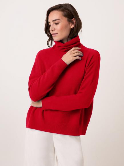 Celtic & Co. Studio Slouchy Roll Neck Jumper - view 2, Pillarbox Red