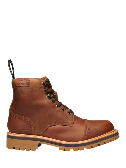 Grenson Radley Waterproof Leather Lace Up Ankle Boots, Dark Tan, Dark Tan