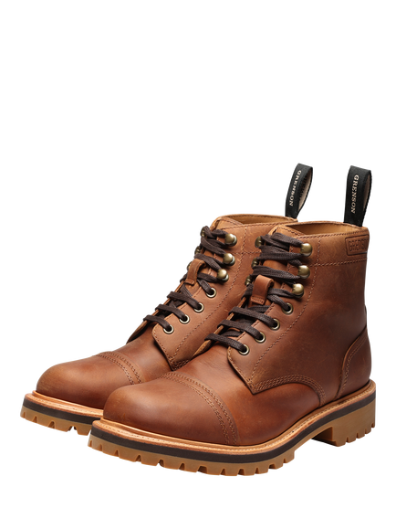 Grenson Radley Waterproof Leather Lace Up Ankle Boots, Dark Tan - view 2, Dark Tan