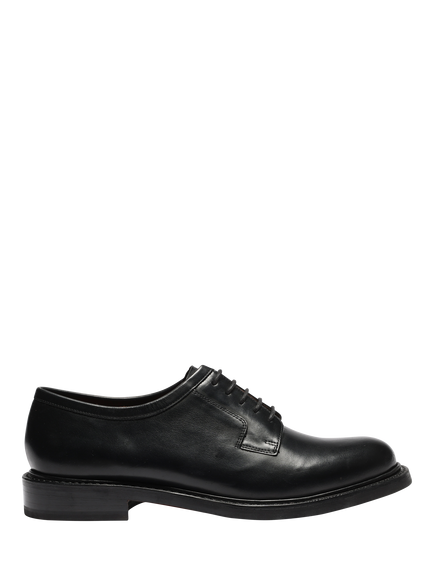Grenson Cameron Leather Derby Shoes, Black, Black