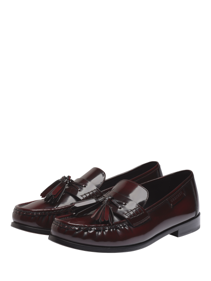 Grenson Omar Leather Tassel Loafers, Burgundy - view 2, Burgundy