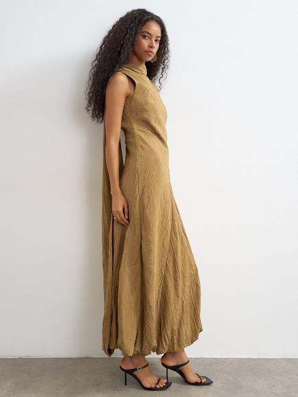 Topshop Sleeveless Cowl Neck Maxi Dress, Camel, Camel