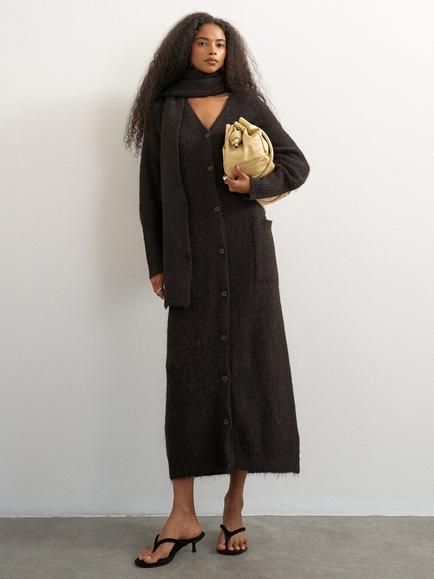 Topshop Button Cardigan Maxi Dress, Dark Grey, Dark Grey