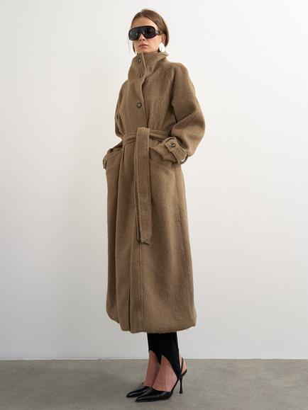 Topshop Funnel Neck Trench Coat, Brown, Brown