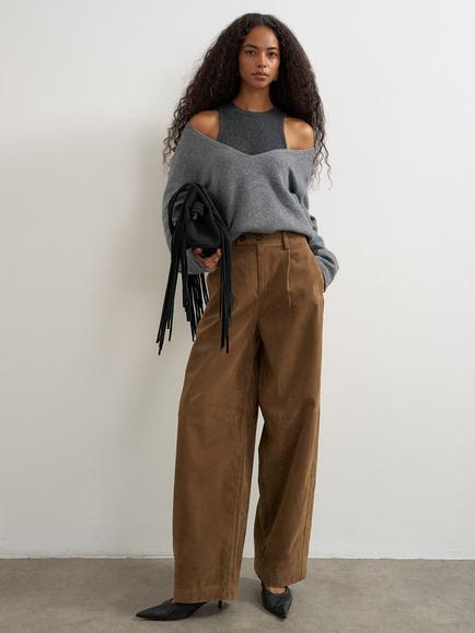 Topshop Faux Suede Barrel Leg Trousers, Chocolate, Chocolate