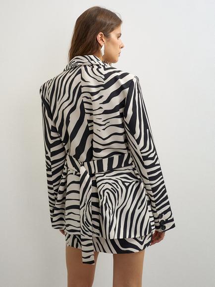 Topshop Zebra Print Blazer, White/Black - view 2, White/Black