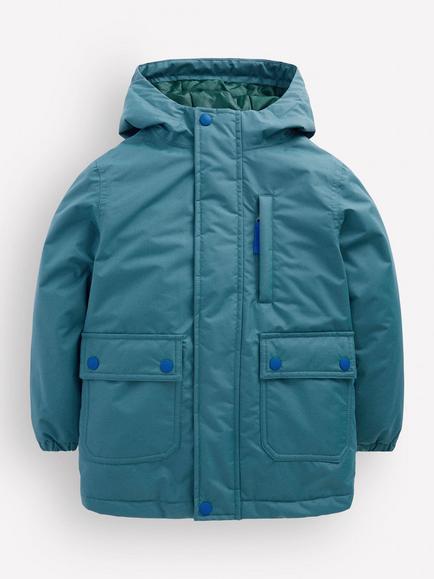 Mini Boden Kids' 4-in-1 Waterproof Coat, Green Teal, Green Teal