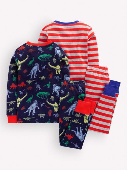 Mini Boden Kids' Long John Pyjama Set, Pack of 2, Multi - view 2, Multi