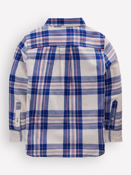 Mini Boden Kids' Cosy Cotton Check Shirt, Multi - view 2, Multi