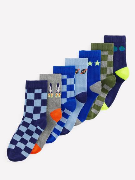 Mini Boden Kids' Ribbed Socks, Pack of 7, Multi, Multi