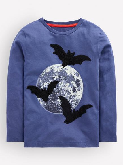 Mini Boden Kids' Glow Moon Applique T-Shirt, Multi, Multi