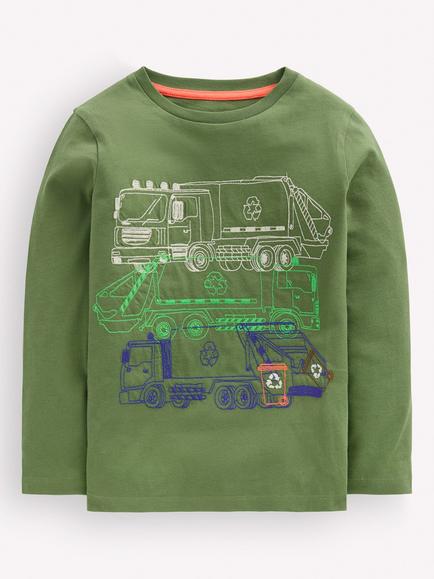 Mini Boden Kids' Cotton Linear Stitch T-Shirt, Multi, Multi