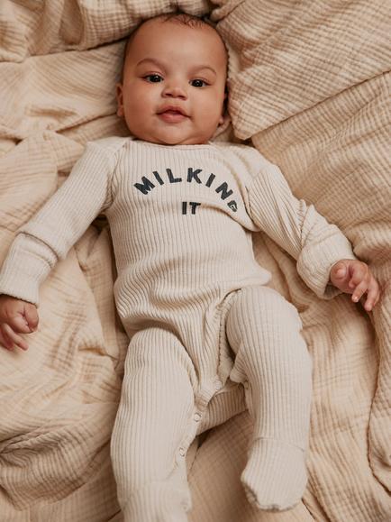 Claude & Co Baby Milking It Sleepsuit, Oat - view 2, Oat