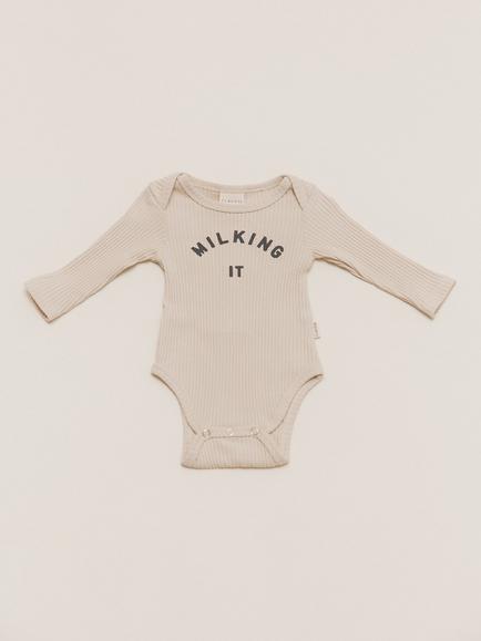 Claude & Co Baby Milking It Bodysuit, Oat, Oat