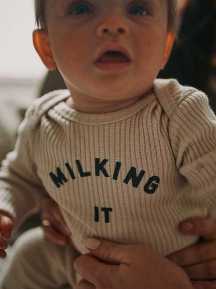 Claude & Co Baby Milking It Bodysuit, Oat - view 2, Oat
