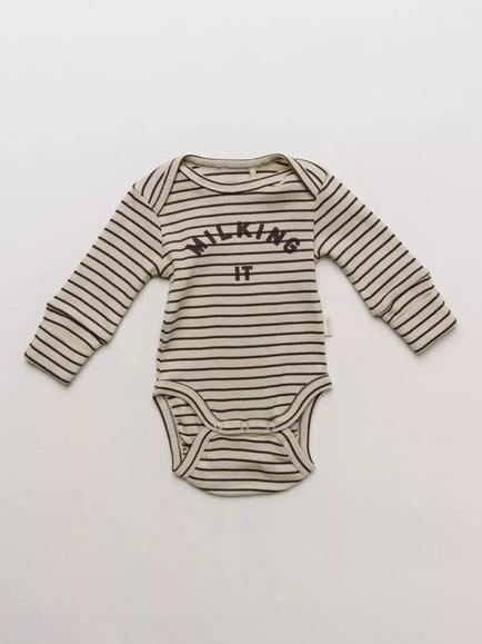 Claude & Co Kids' Milking It Striped Bodysuit, Coco, Coco
