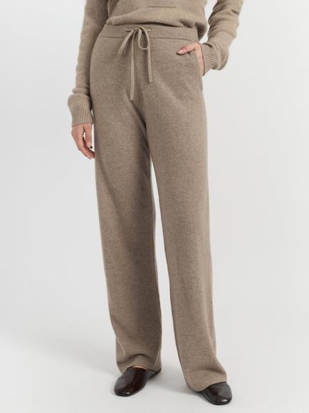 Chinti & Parker Cashmere Wide-Leg Track Pants, Warm Oatmeal, Warm Oatmeal