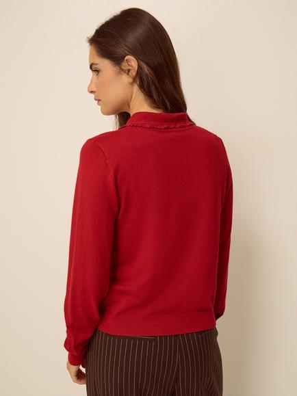 Monsoon Carey Collar Cardigan containing LENZING™ ECOVERO™ Viscose, Red - view 2, Red
