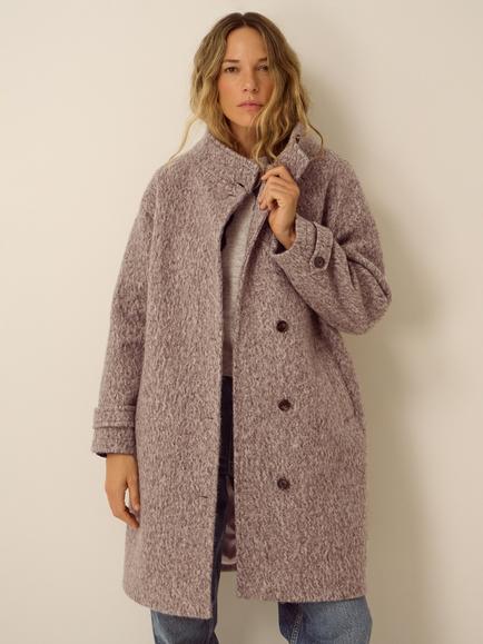 Monsoon Belle Funnel Neck Bouclé Coat, Mink, Mink