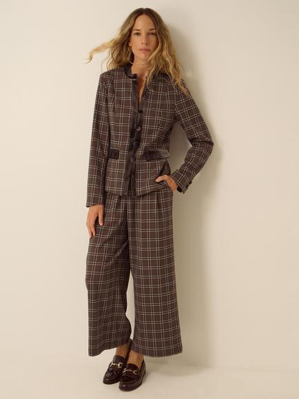 Monsoon Gracie Check Print Jacket, Brown, Brown