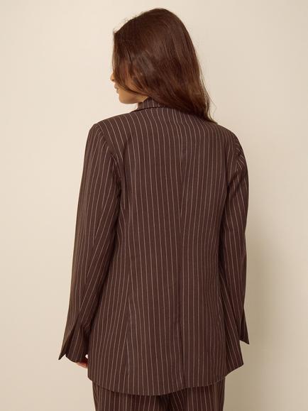 Monsoon Jen Pinstripe Blazer, Chocolate - view 2, Chocolate