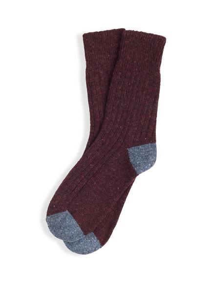 Celtic & Co. Merino Wool Rich with Cashmere Ankle Socks, Damson Colourblock, Damson Colourblock