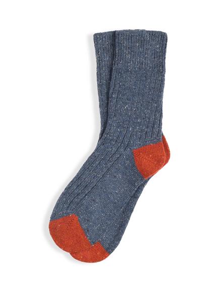 Celtic & Co. Merino Wool Rich with Cashmere Ankle Socks, Indigo Colourblock, Indigo Colourblcok