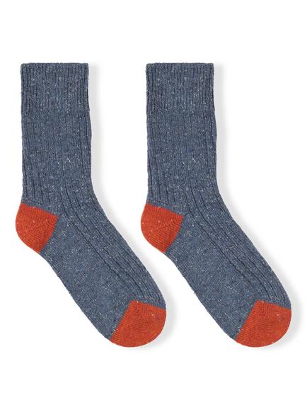 Celtic & Co. Merino Wool Rich with Cashmere Ankle Socks, Indigo Colourblock - view 2, Indigo Colourblcok