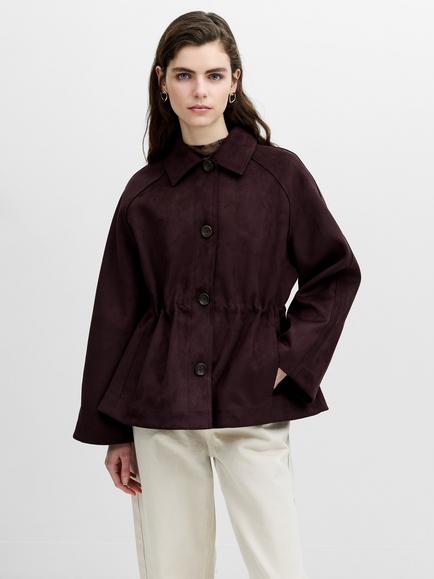 French Connection Laney Suede Coat, Mocha Brown, Mocha Brown