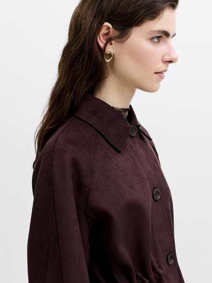 French Connection Laney Suede Coat, Mocha Brown - view 2, Mocha Brown