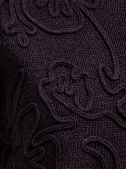 French Connection Varli 3D Floral Knit Cardigan, Mocha Brown - view 2, Mocha Brown