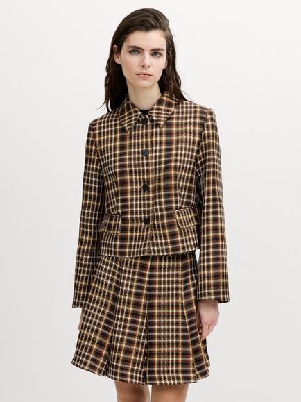 French Connection Tasha Checked Blazer, Tan Brown - view 2, Tan Brown