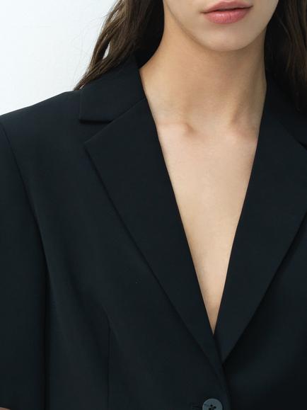 French Connection Tailored Short Sleeve Blazer, Black - view 2, Black