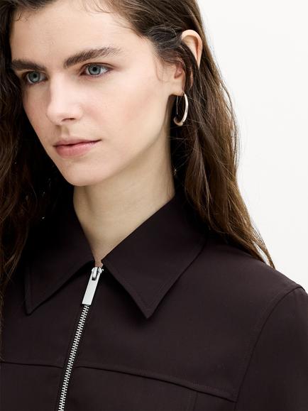 French Connection Vinnie Tailored Zip Through Blouson Jacket, Mocha Brown - view 2, Mocha Brown