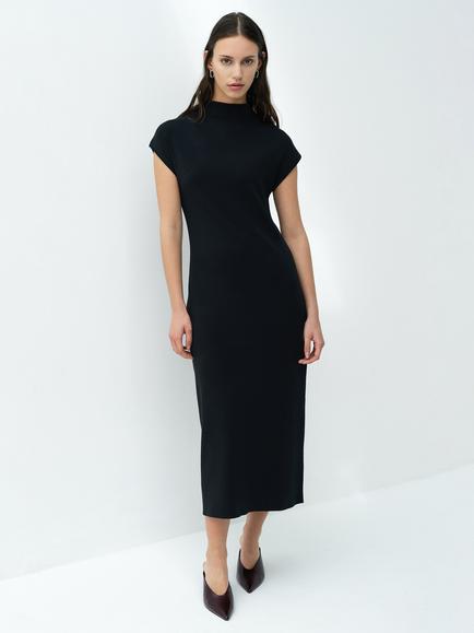 French Connection Fenella Knit Mock Neck Midi Dress, Graphite Grey - view 2, Graphite Grey