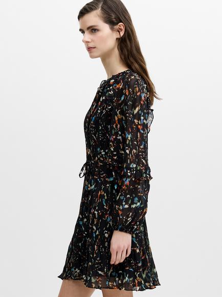 French Connection Kylie Abstract Print Mini Dress, Black Multi - view 2, Black Multi