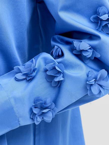 French Connection Alexis 3D Floral Long Sleeve Shirt, Light Blue - view 2, Light Blue