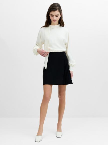 French Connection Vinnie Tailored Pleated Mini Skirt, Black, Black