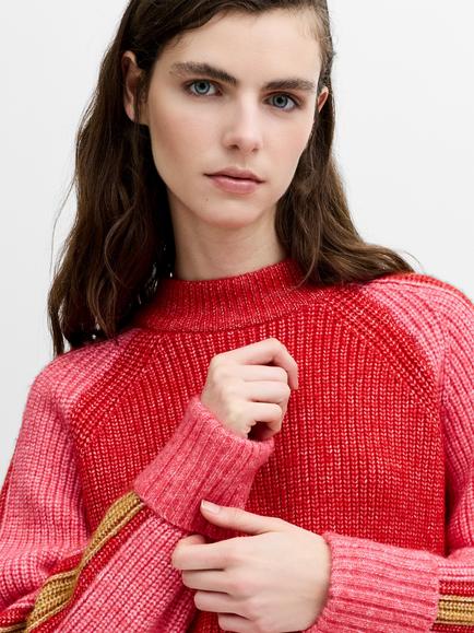 French Connection Kessy Colourblock Jumper, Red - view 2, Red