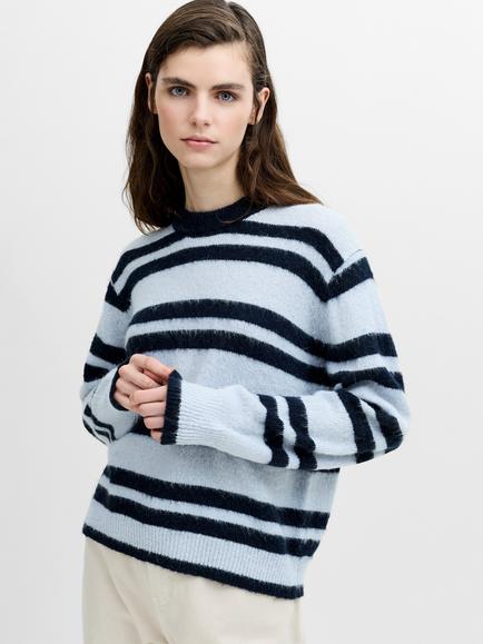 French Connection Hadlee Striped Jumper, Navy/Blue, Navy / Blue