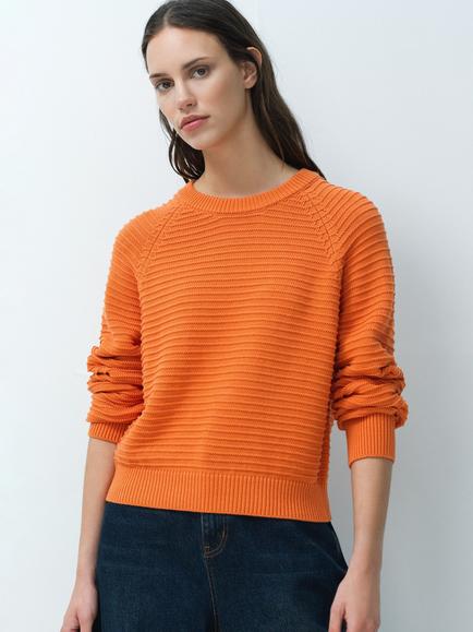 French Connection Lily Mozart Purl Knit Jumper, Saffron Orange