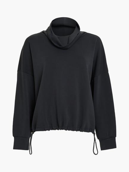 French Connection Wren Funnel Neck Toggle Hem Sweatshirt, Grey, Grey
