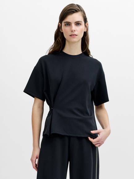 French Connection Wren Cinched Waist T-Shirt, Graphite Grey, Graphite Grey