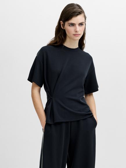 French Connection Wren Cinched Waist T-Shirt, Graphite Grey - view 2, Graphite Grey