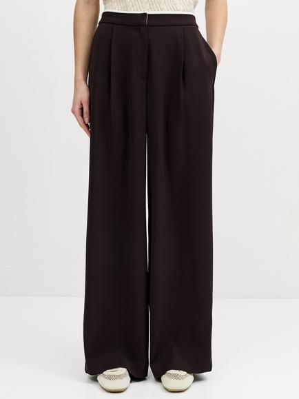 French Connection Vinnie Tailored Contrast Trim Wide Leg Trousers, Mocha Brown - view 2, Mocha Brown